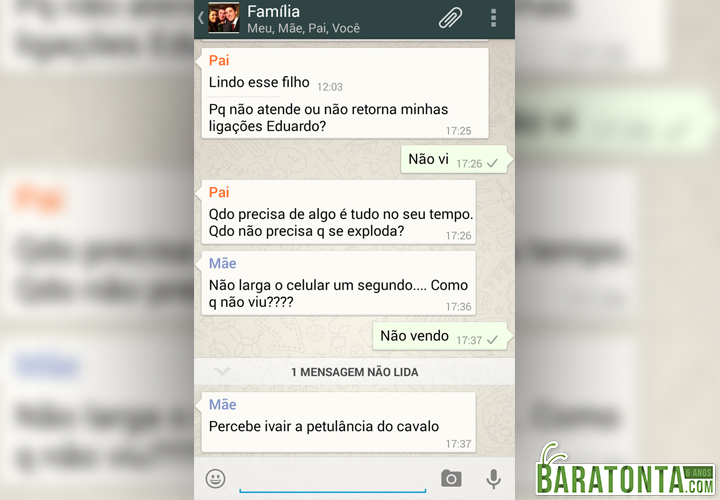 Eu falando com meus pais no whatsapp